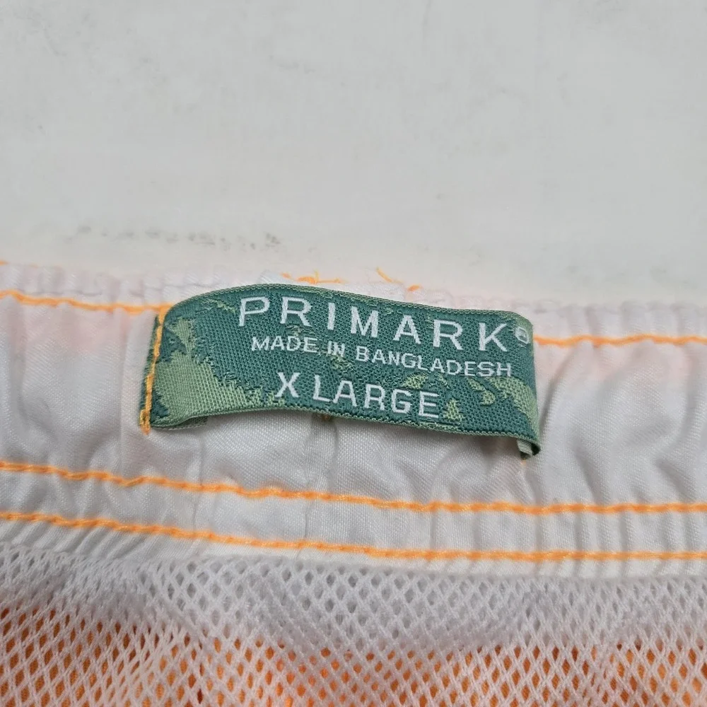 Primark Men's XL Neon Orange Swim Trunks Pockets Drawstring